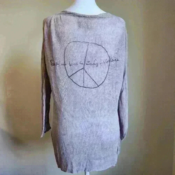 Zadig & Voltaire 100% Linen Longsleeve V Neck Shirt | Pale Pink Designer Top - Picture 1 of 7